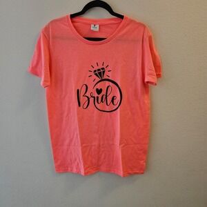Yazbek Brand T-Shirt Size M Pink Bride Graphic Short Sleeve bridalshower gifts